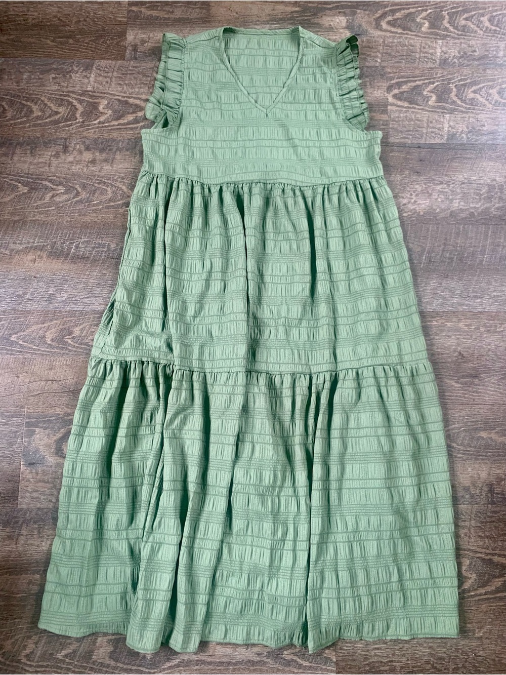 Sage Green Prairie Tiered Maxi Dress